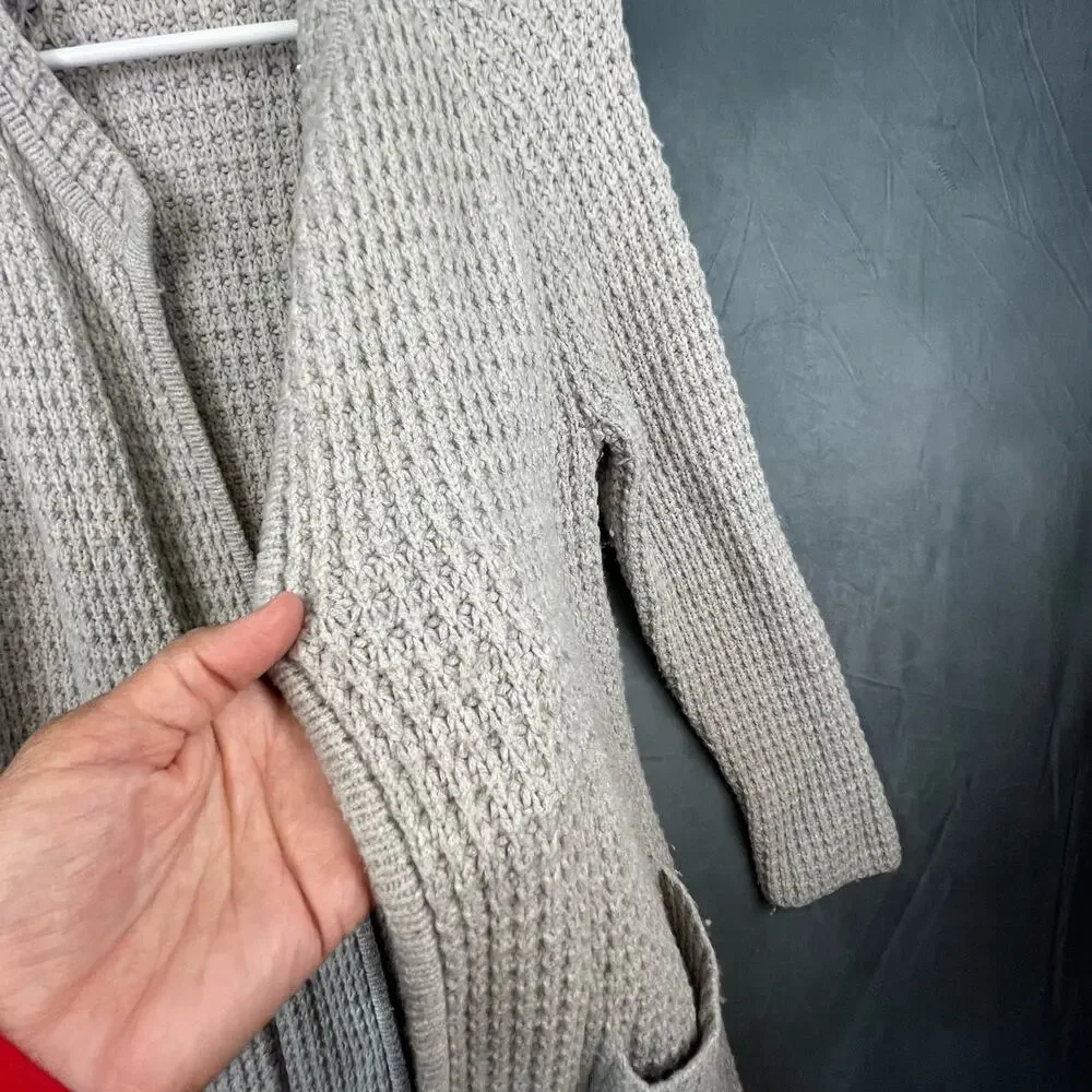 Madewell Knit Cardigan Sweater Wool-Blend Long Oversized Beige Pockets Womans XS